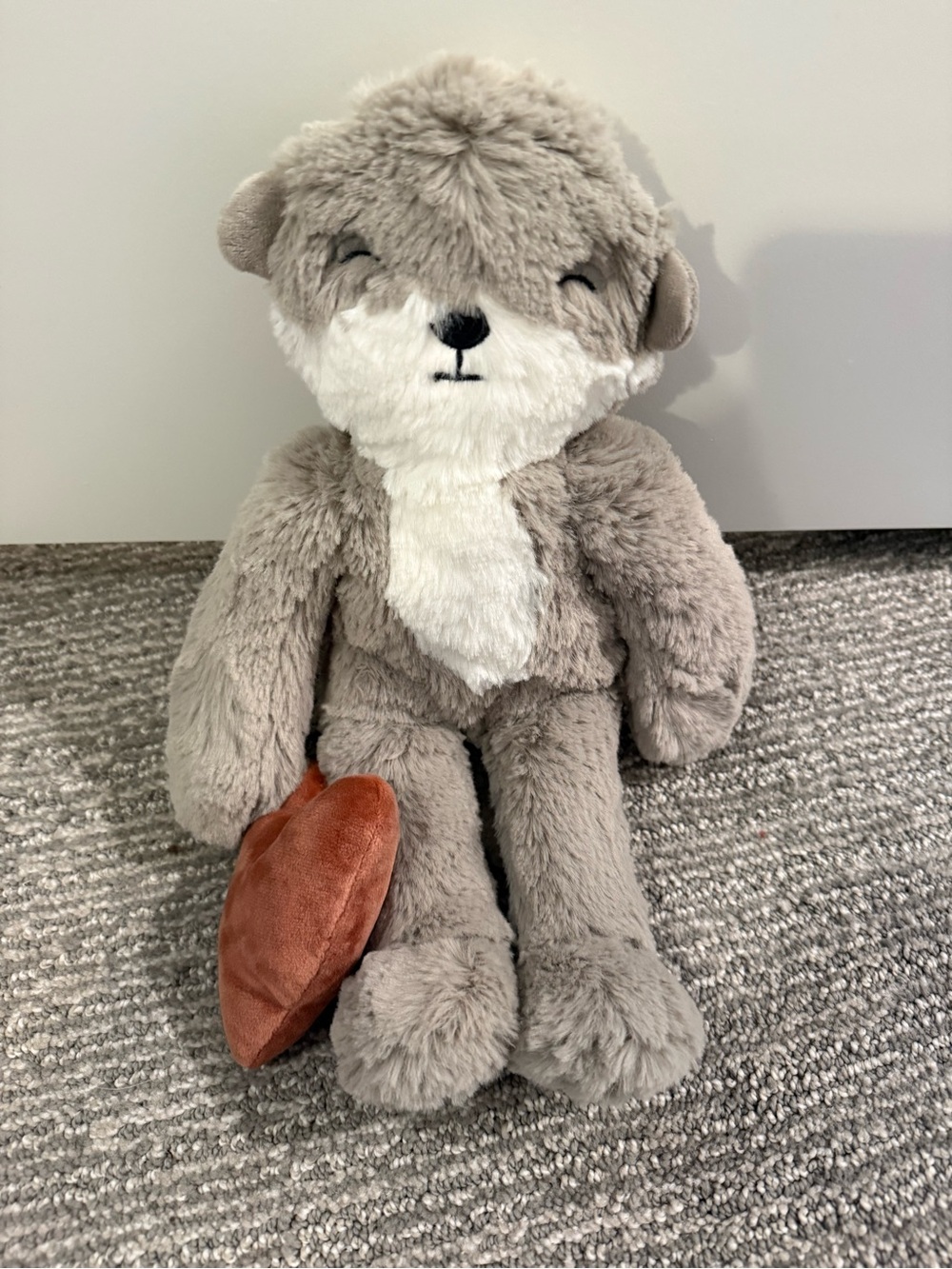 Slumberkins Otter Plush Lovey Stuffed Animal with Heart Gray White Soft Plush